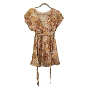Multi-Coloured Free People Women's Freddy Tie Floral Mini Dress